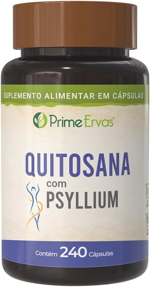 Quitosana com Psyllium fonte de fibras auxilia no funcionamento do intestino 240 cápsulas Prime Ervas