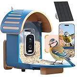 Smart Bird Feeder with Camera, 2.5K UHD Bird Feeder Camera Solar Powered, Sensitive AI Identification, Instant Alerts Capture Video, IP66 Waterproof for Outdoor, Blue