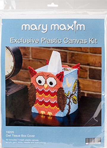 Mary Maxim Owl Plastic Canvas Tissue Box Kit, 5"