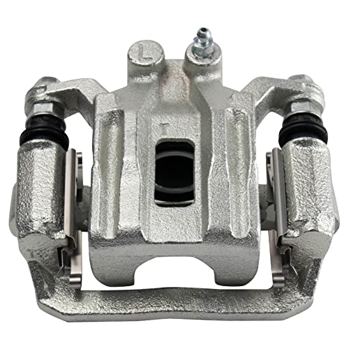 Image of TRQ Rear Driver and Passenger Side Brake Caliper Set Caliper Brackets Hardware Compatible with 05-21 Nissan Frontier 05-15 Xterra