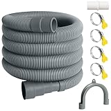 10FT Washing Machine Drain Hose, Universal Dishwasher Hose Extension Kit with 1 U-Bend Holder, 1 Extension Adapter and 4 Hose Clamps