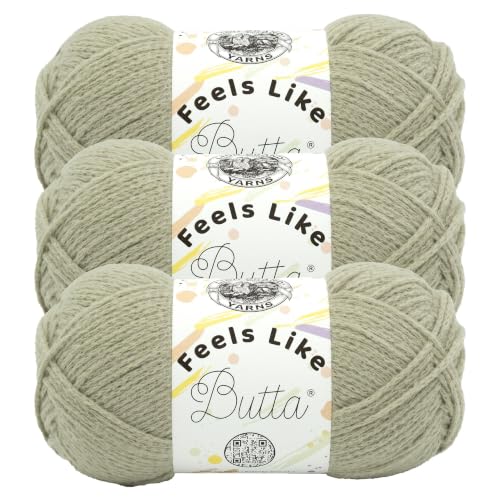 Image of Lion Brand Yarn, Feels Like Butta Soft Crochet Yarn, Fern, Green, 3 Pack