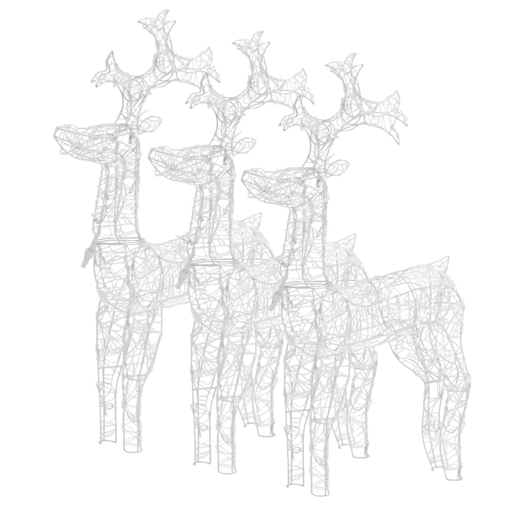 3er Set Rentier Weihnachtsdekoration Acryl, LED Weihnachtsbeleuchtung für Garten & Innenbereich, 39,4 Zoll Leuchtfiguren, Kaltweißes Licht mit 8 Leuchtmodi