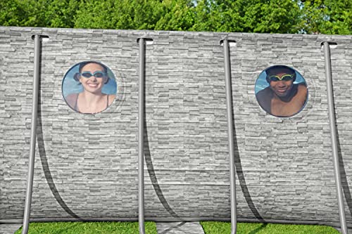 Bestway® Power Steel™ Swim Vista Series™ Ersatz Frame Pool ohne Zubehör 549 x 274 x 122 cm, Steinwand-Optik (Cremegrau), oval, Steinoptik