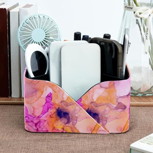 Organiseur de bureau marbre rose anti-désordre 4 compartiments - 7