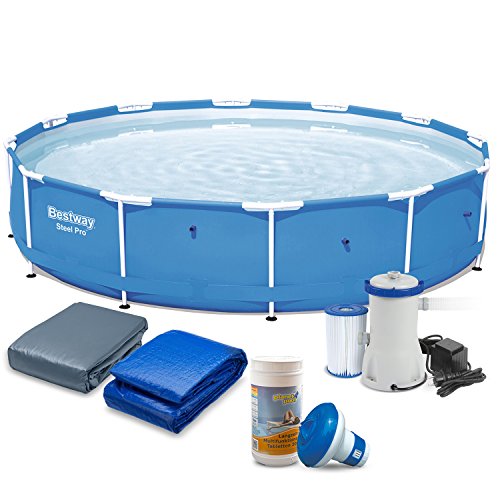 Gartenpool Set 7 in 1 Bestway Steel Pro Frame Pool mit Zubehör 366 x 76 cm