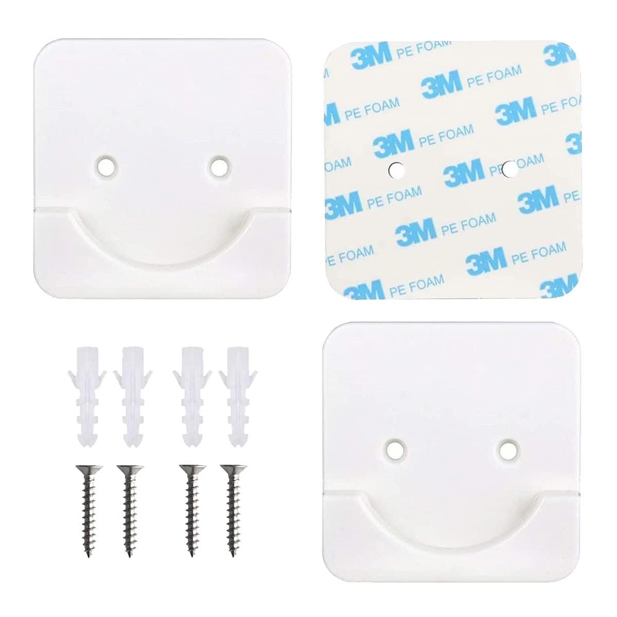 2 Supporti Per Asta Doccia Con Adesivo 3M E Viti – Staffe Da Parete Ultra Resistenti (Bianco, Asta Non Inclusa)
