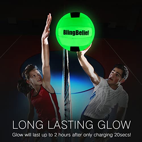 Image of Super Bright Glow in The Dark Baseball,Soccer Ball,Volleyball,Football, Light Up Luminous Baseball, Official Size and Weight Football, Recreational Use Practice Volleyball