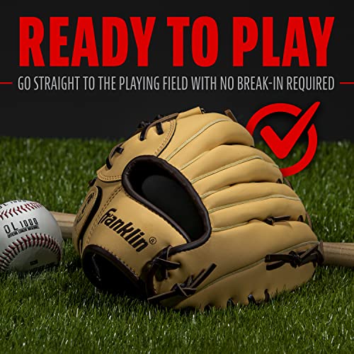 Image of Franklin Sports Baseball + Softball Glove - Field Master Baseball + Softball Mitt - Adult + Youth Glove - Men's + Women's Baseball + Softball Gloves - Left Hand Throw - 11 inch - Camel Brown