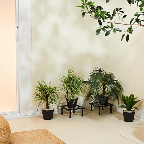 Image of Amazon Brand - Solimo Premium Metal Flower Pot Plant Stand (Black, Set of 2) |Heavy Gauge Iron Pot Stand | Gamla Stand for Home | Plant Stand for Balcony /Living Room