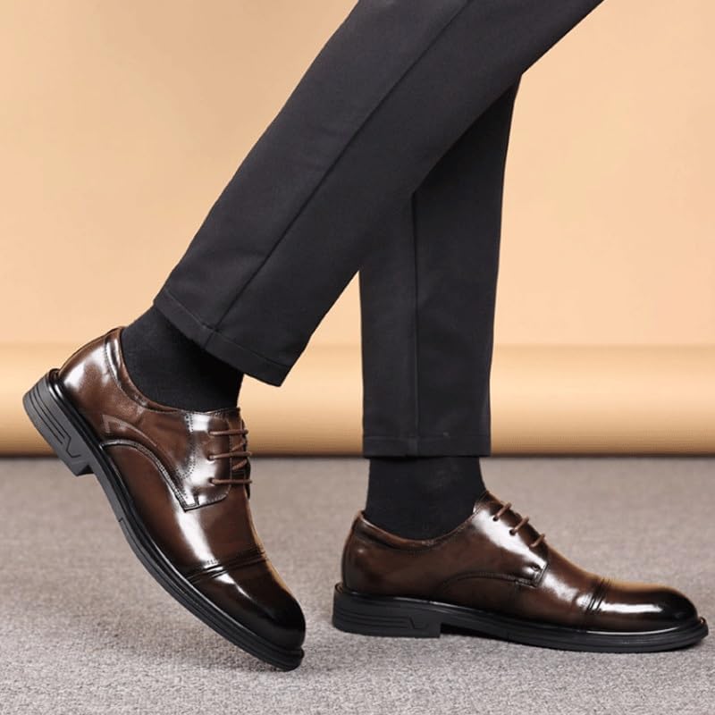 Men's Leather Low Heel Business Dress Shoes Classic Patent Leather Shoes for Men Casual Work Office Comfortable Business Shoes2