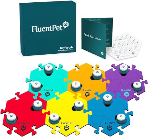 FluentPet Basic Key Vocab Kit - Set of 12 Basic Buttons with Batteries Included...