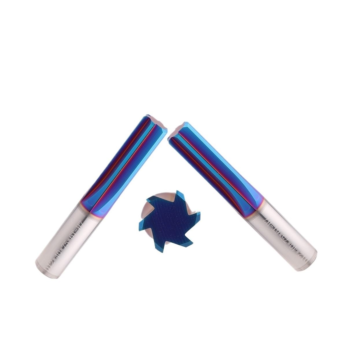 Alesatore HRC68 4 Flauti H7 con 50mm 60mm Alesatori in carburo di tungsteno Scanalatura Diritta H7 Lega Nano Rivestimento Blu Utensili CNC Alesatori(5x60x100x4T H7)
