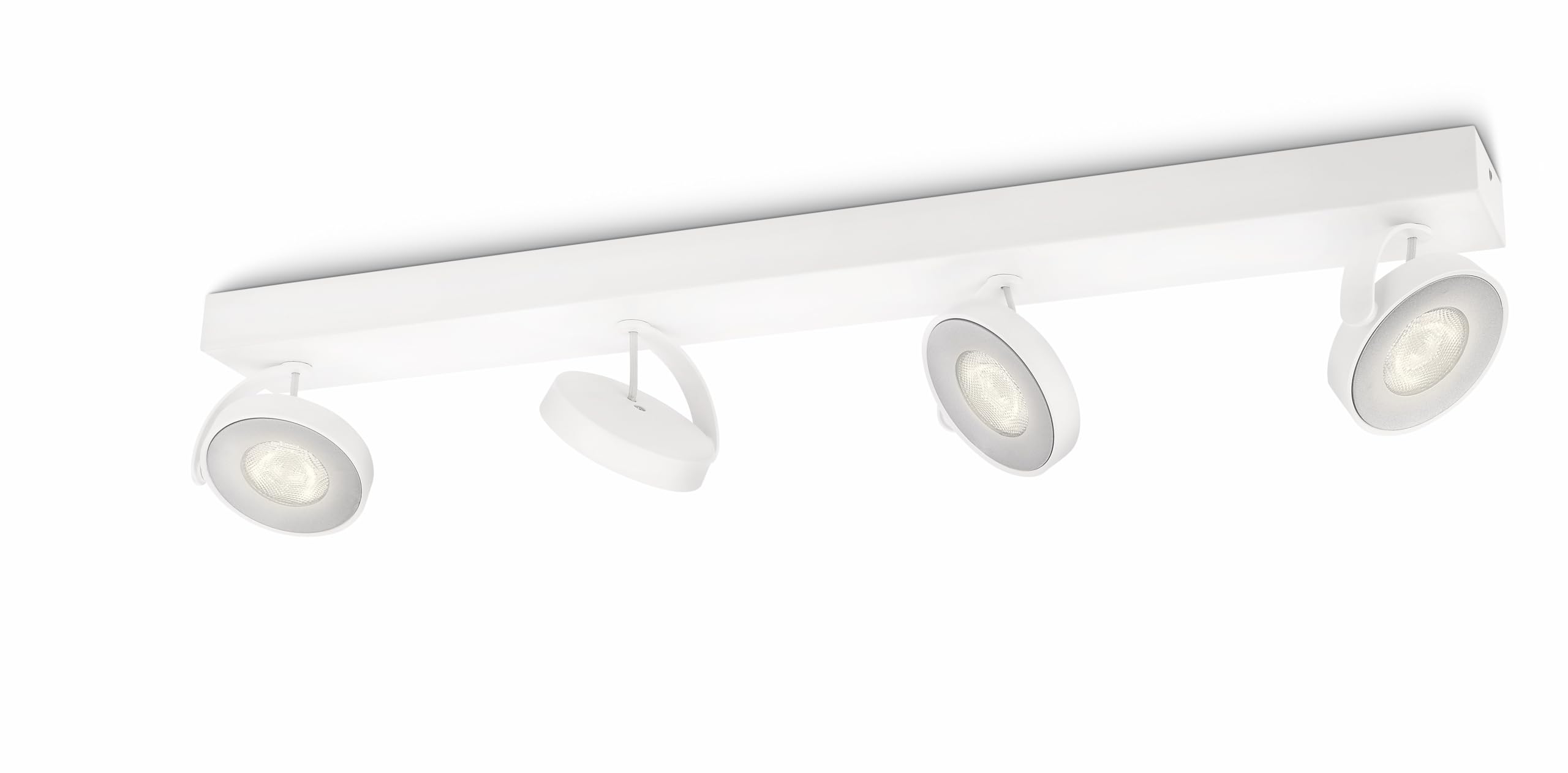 Philips Clockwork Decken-/Wandleuchte 4er Spots, dimmbar WarmGlow, 22W, 2200-2700 K, Weiß, IP20, blendfrei, flimmerfrei