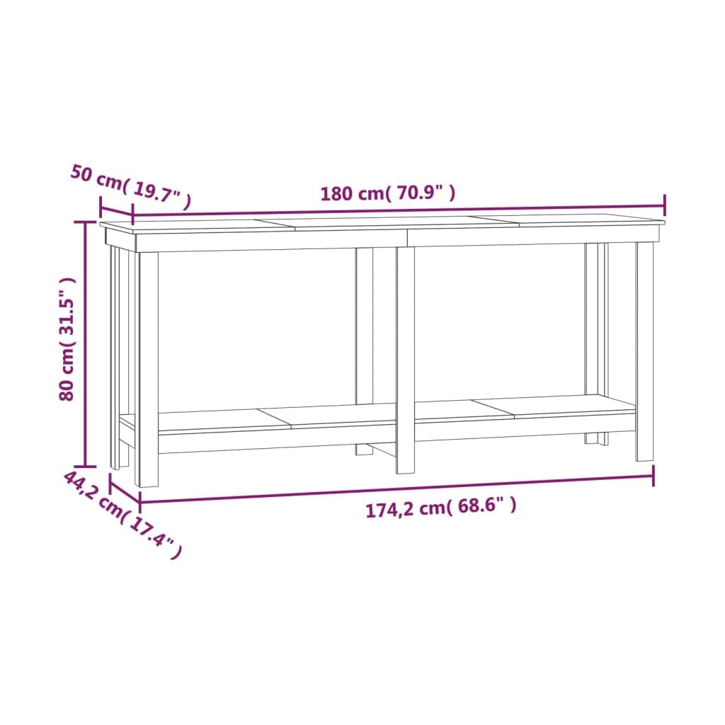 Banco de trabajo robusto con estante de madera maciza de pino, práctico banco de trabajo de pino para el garaje, madera maciza de 80 x 50 x 80 cm, mesa de trabajo con espacio para herramientas