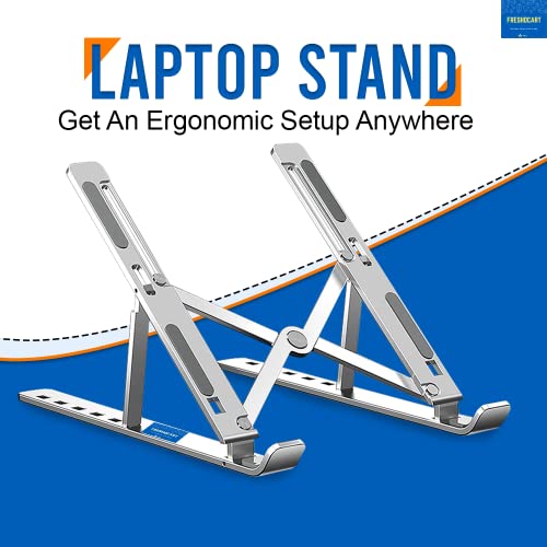 Image of FreshDcart FDC287 Foldable Laptop Stand Aluminum Laptop Stand with Multiangle Adjustable Stand for Notebook MacBook Tablet Tray Desk Table Book Laptop (Pack of 1)