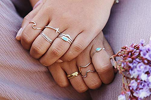 Pura Vida Gold Plated Delicate Stacked Rings - Brass Base .925 Sterling Silver - Size 5-93