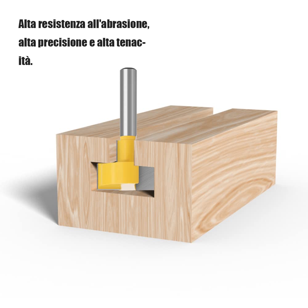 T-Slot Fresa per Scanalature Legno da 8 mm Punta del Router di Taglio a Filo con Doppia Scanalatura Fresa Lavorazione Legno da 8 mm Punta del Router di Taglio a Filo