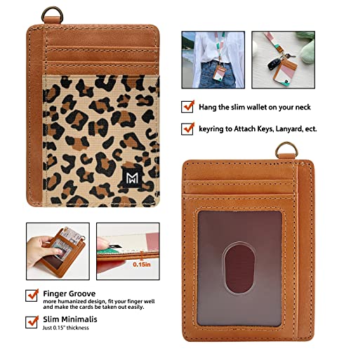 Image of Wallet Slim Minimalist Elastic&Leather Vertical Wallet,RFID Blocking Credit Card Holder Card Cases, leopard print