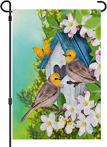 Welcome Garden Flags,Small Garden Flags,Summer Garden Flags For Outside,Burlap Vertical Garden Flags 12X18 Double Sided,Flower & Bird Pattern Yard Flags For Outdoor Home Decor #TOP1