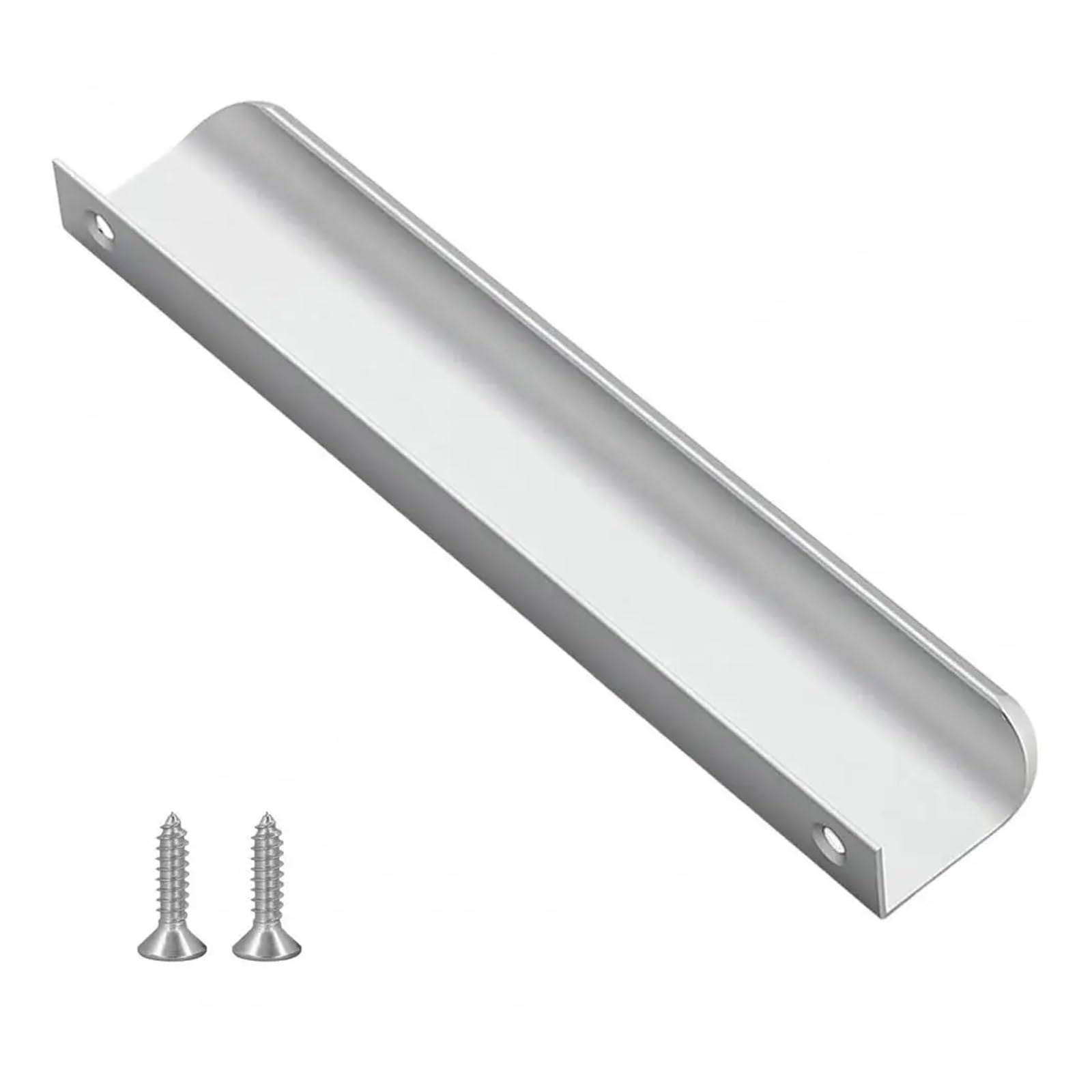 Maryear Handle 4pcs Finger Pull Hidden Cabinet Handle Polished Surface Rounded Edge Concealed(White,12cm)