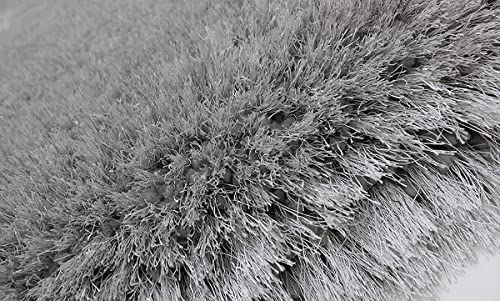 Image of Hand Woven Plain Shagg Collection with 2 Inch Pile Height Carpet for Living Room Size 10x10 Feet Square Coular Silver
