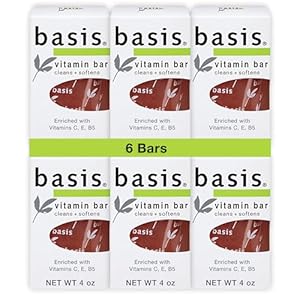 Basis Vitamin Bar Soap for Body, Hands and Face, Natural Soap Bar for All Skin Types with Vitamin C, E and B5, 4 Oz, Pack of 6