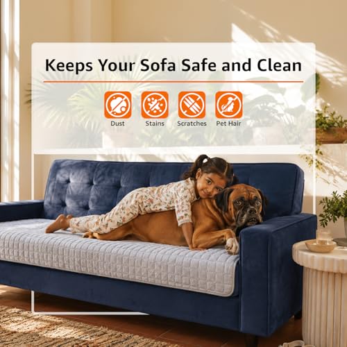 Image of Amazon Basics - Flannel (Polyester) Quilted Make Your Own Sofa Cover |70 x 180 cm| Microfiber Sofa Slipcover | 350 GSM (3 Seater)