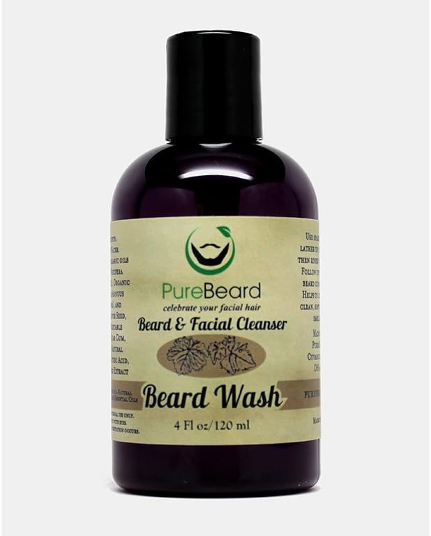 PureBeard Natural Beard Wash (The Original, 4Fl oz - 120 ml) with Kent 81T Beard Comb