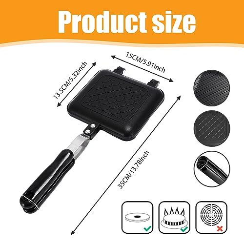 Peosaard Toasted Sandwich Maker Non-Stick Camping Toaster Quick Heating Toastie Maker Double Sided Sandwich Press with Non Slip Anti-Scald Handle for Bread Breakfast, Sandwich Press - Image 5