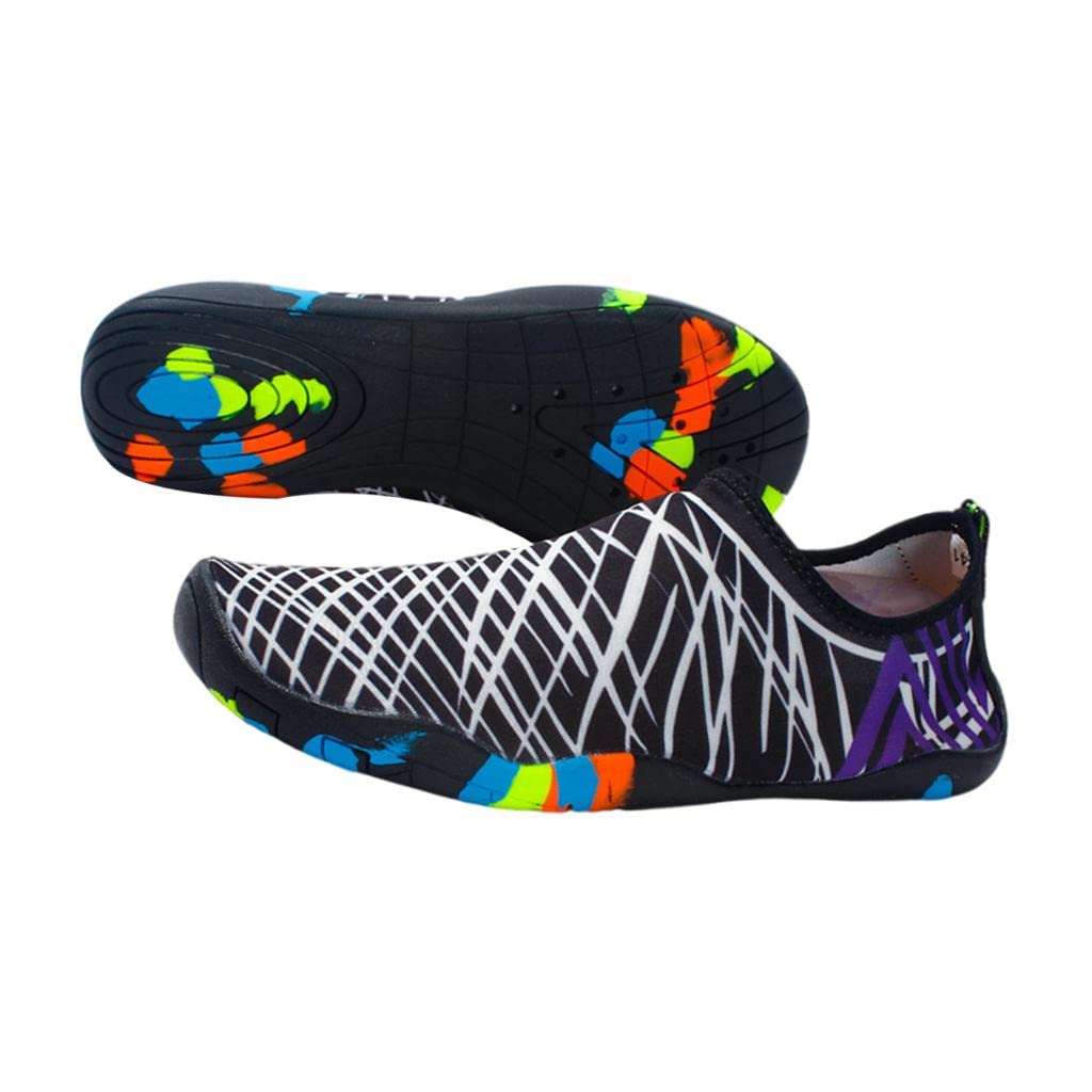 Water Shoes Barefoot Quick-Dry Beach Socks for Surf Black White 26.5x10cm