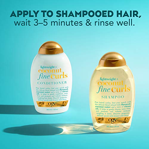 Ogx Lightweight + Coconut Fine Curls Conditioner, Lightweight, Coconut Water Conditioner, 13 Fl Oz #TOP7