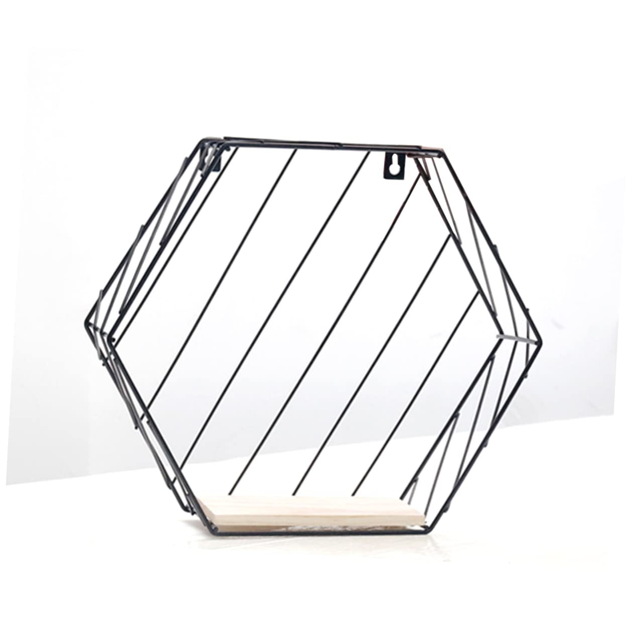PULaif Floating Shelves for Wall, Hexagon Wall Hanging Decor Display Rack Floating Grid Shelf Iron Multicolor Small(Black)
