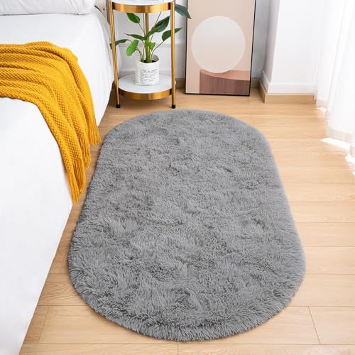 Image of Fluffy Silky Micro Fiber Polyster Carpet /Runner for Bedroom, Study Room, Playing Room, Guest Room ETC. 1.5x4 Feet, (Silver)