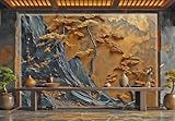 rskjdghshd Tapete, Modernes Relief, Kiefernkunst, Felsstruktur, Landschaftsmalerei, TV-Sofa, Hintergrundwand, Schlafzimmer, Wohnzimmer, Arbeitszimmer, Wandgemälde,3D,250x175cm