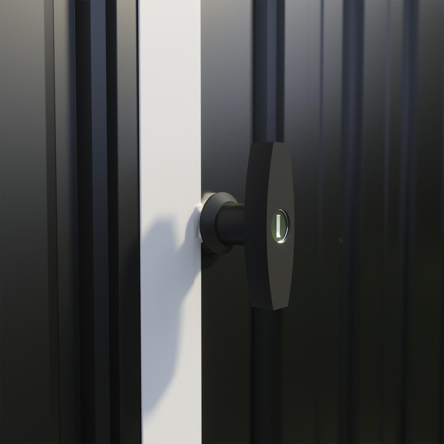 Casetta Da Giardino In Acciaio Zincato 2,56x2,56xh2,16m, 6,55mq, Deposito Attrezzi con Tetto Spiovente, Porta Battente (Nero)