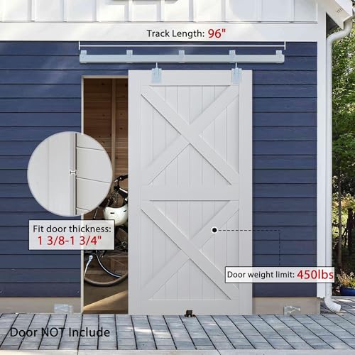 Barnsmith 8Ft Exterior Barn Door Hardware, Sliding Barn Door Hardware Kit Heavy Duty Barn Door Track For Outdoor Use thumb #1