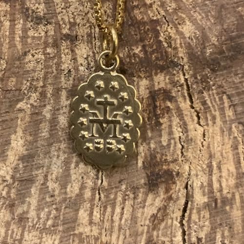 Collar Virgen Milagrosa con cadena de acero oro
