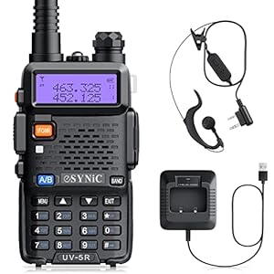 eSynic UV-5R Walkie Talkie Dual Band VHF/UHF with LED Display 128 Memory Channel with flashing Alarm and Radio Function…