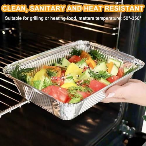 Eulihent 10 Stück Aluschalen mit Deckel 2250ml Aluschalen Groß Grill Alu Grillschalen Aluminium Einweg Fettauffangschalen Tropfschalen Wiederverwendbar Gasgrill für Backen Braten Kochen