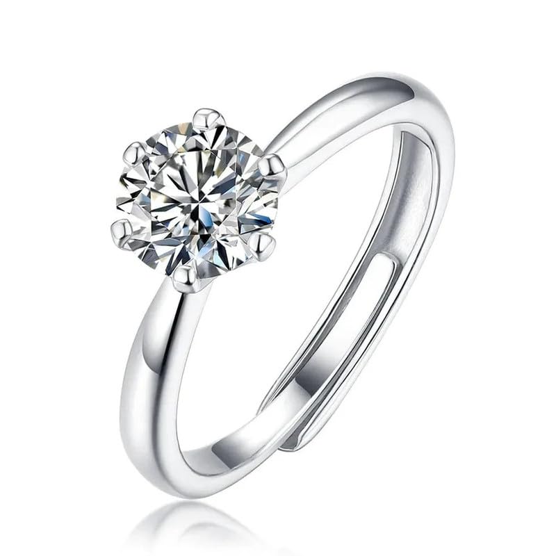 Image of Zarkan 925 Sterling Pure Silver Premium Solitaire Ring, Adjustable | American Diamond Cut | Gifts For Women & Girls |With Certificate of Authenticity | Certified