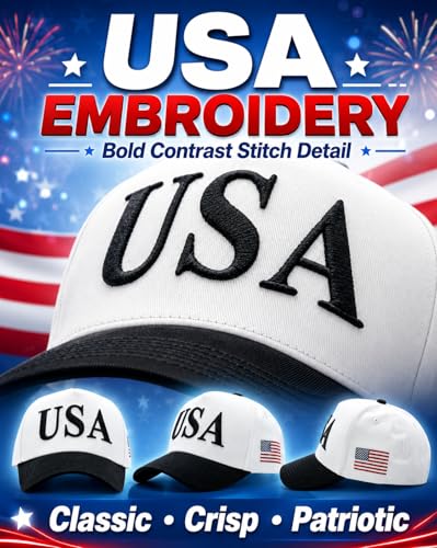 Image of USA Flag Hat for Men Women - 3D Embroidered Patriotic Baseball Cap, 4th of July, 250th
