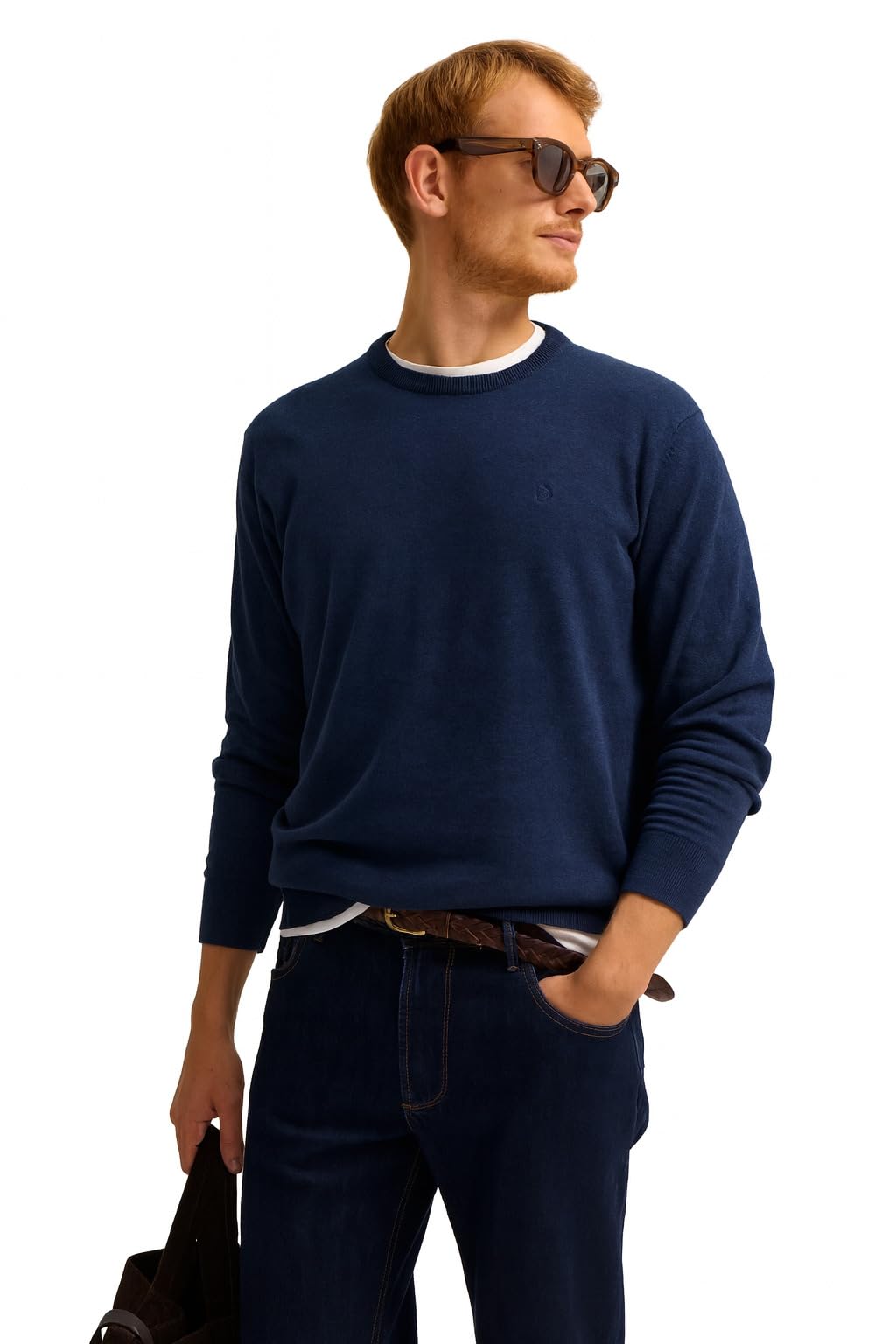 bugatti Herren Pullover Rundhals 7400-85510D Regular Fit Basic Essential Baumwolle