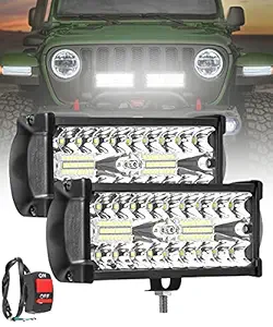 Carzex 36 LED Bar Light LED Fog Light for Cars/Bike/Scooty (Set of 2) (7 Inch, White) (6 Months Warranty)