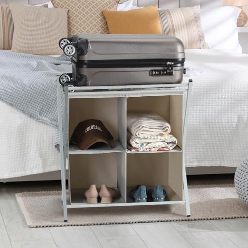 HEOMU Luggage Rack with 4 Compartments