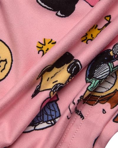 Image of COCO BRANDS Peanuts Snoopy Womens Pajama Set - 2 Piece Short Sleeve Button Down Sleep Shirt and Pajama Shorts