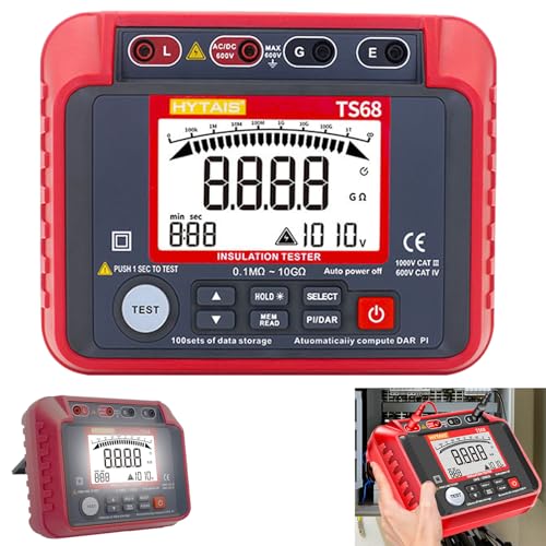 Aisny - Testeur Résistance D'Isolement, Testeur Tension Testeur Résistance D'Isolement Numérique Mégohmmètre Mesure Résistance 1MΩ-200GΩ Avec écran LCD Rétroéclairé Tension Sortie AC/DC 10-600V 250V-2500V