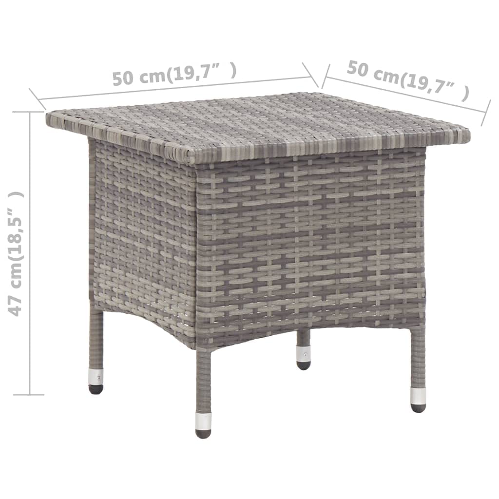 vidaXL Tavolino da Tè Rustico Robusto Leggero Arredi per Esterni Tavolo Basso da Giardino Patio Telaio in Acciaio Grigio in Polyrattan