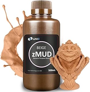 UNIZ zMUD 3D Printer Resin,High Precision Low Odor & Shrinkage UV Resin,405nm Standard Photopolymer Rapid Printing Resin for LCD/DLP, Easy to Print Anime, Handicraft, Architectural Models(Beige 500g)