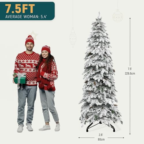 Yitahome MAYIHCP71W Pre-Lit Flocked Drooping Pencil Spruce Artificial Christmas Tree thumb #6